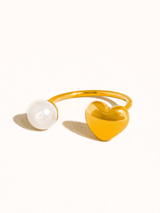 Denali 18K Non-Tarnish Pearl Heart Ring