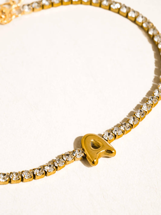 Chaplin Rhinestone Initial Bracelet