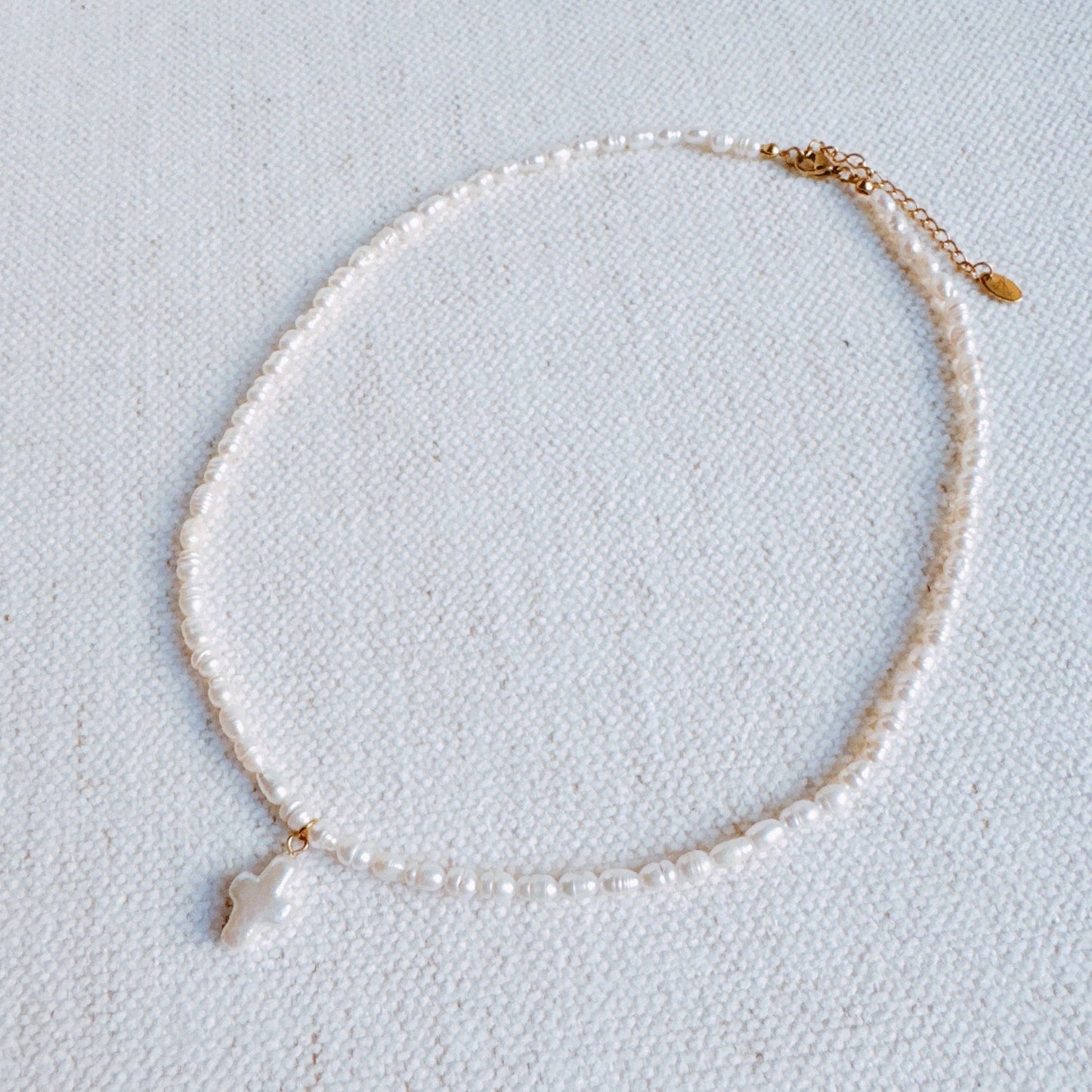 Genuine Freshwater Pearl Cross Necklace