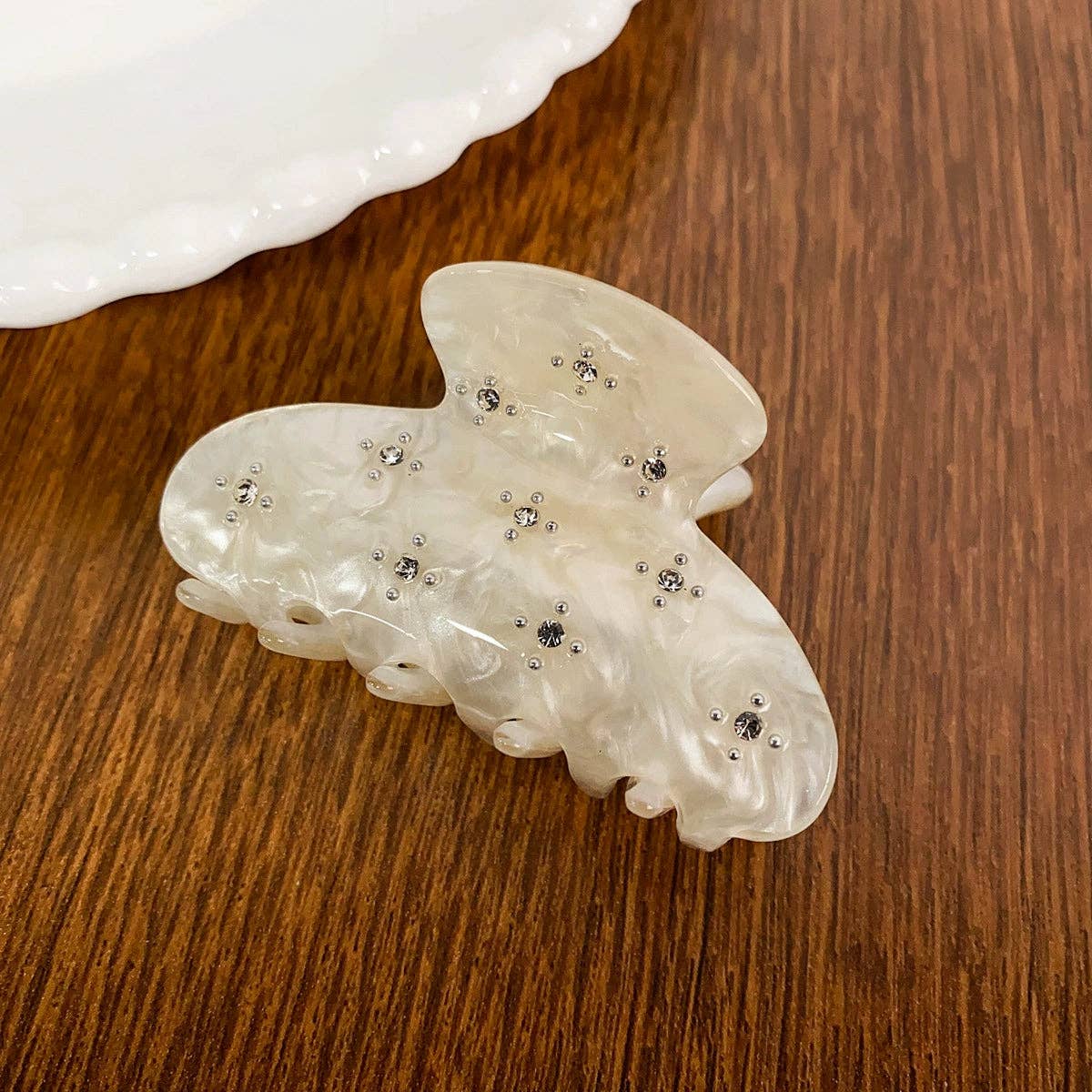 Diamond Studded Flower Claw Clip