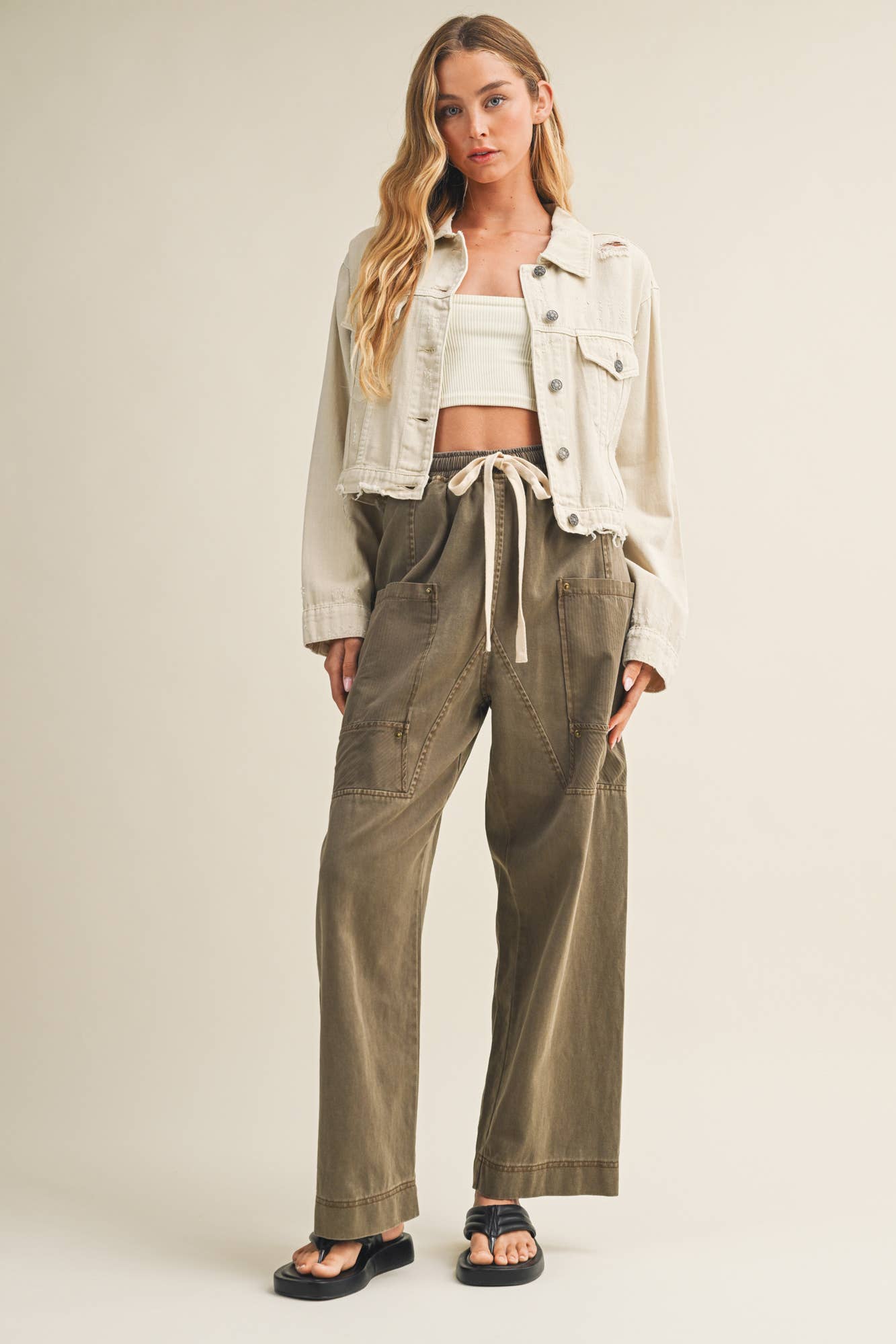 Soft Dune Cropped Denim Jacket