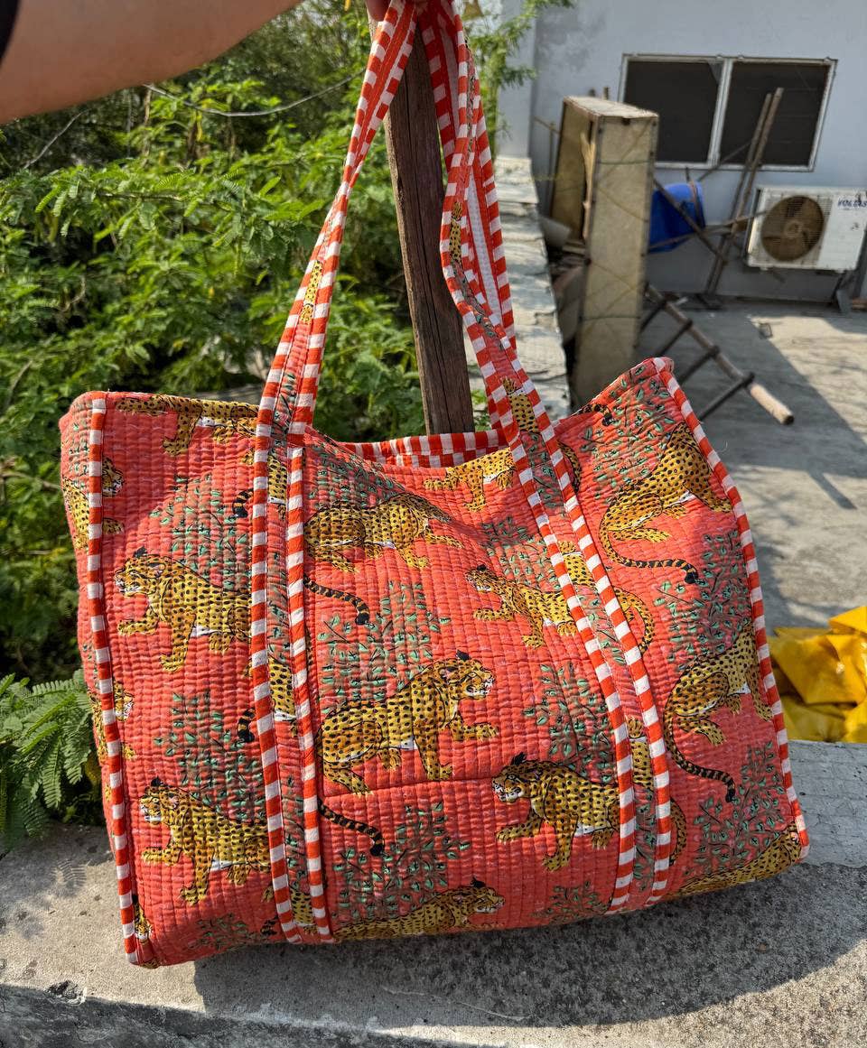 Cheetah Print Quilted Cotton Tote Bag