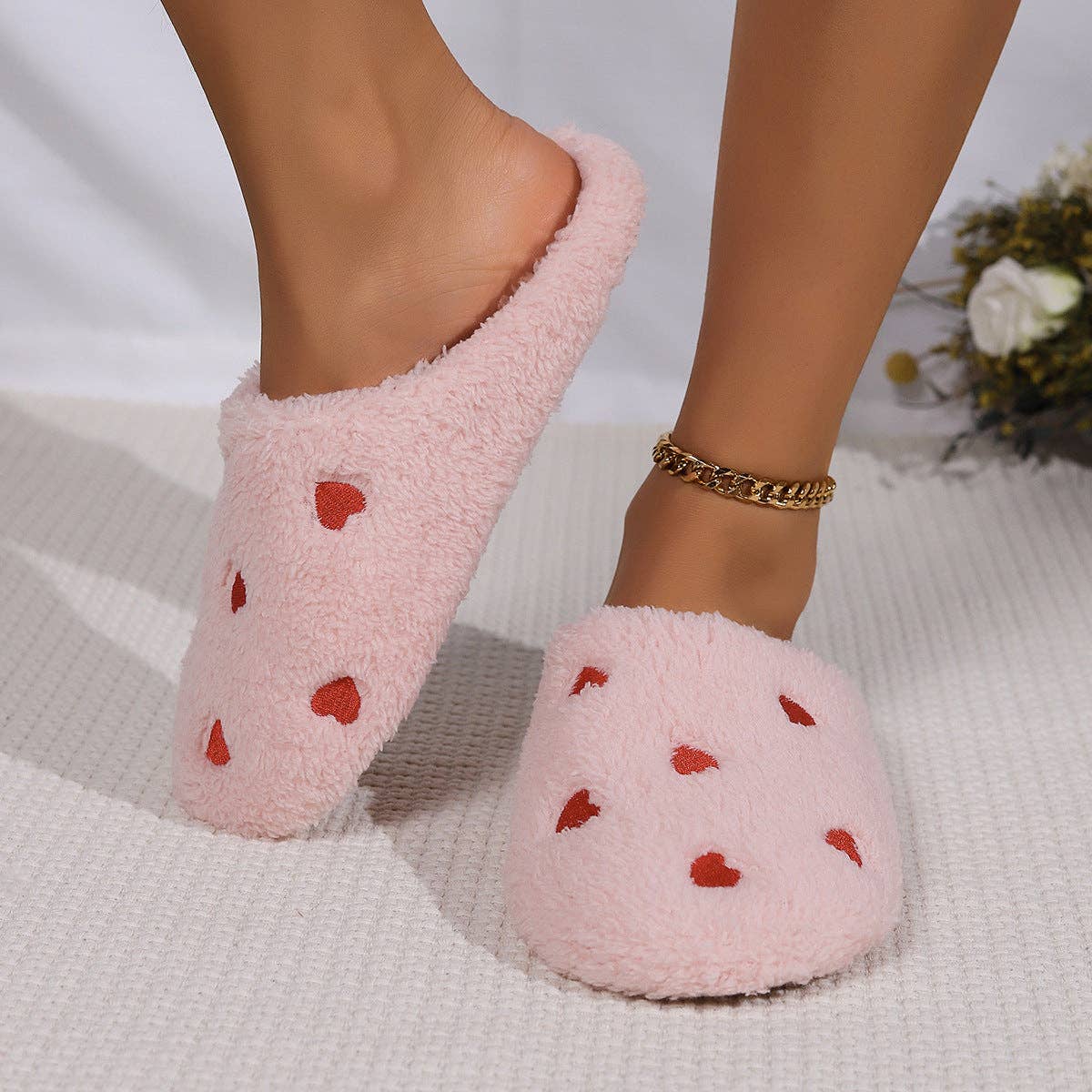 Heart Shaped Cozy Warm Cotton Slippers for Home