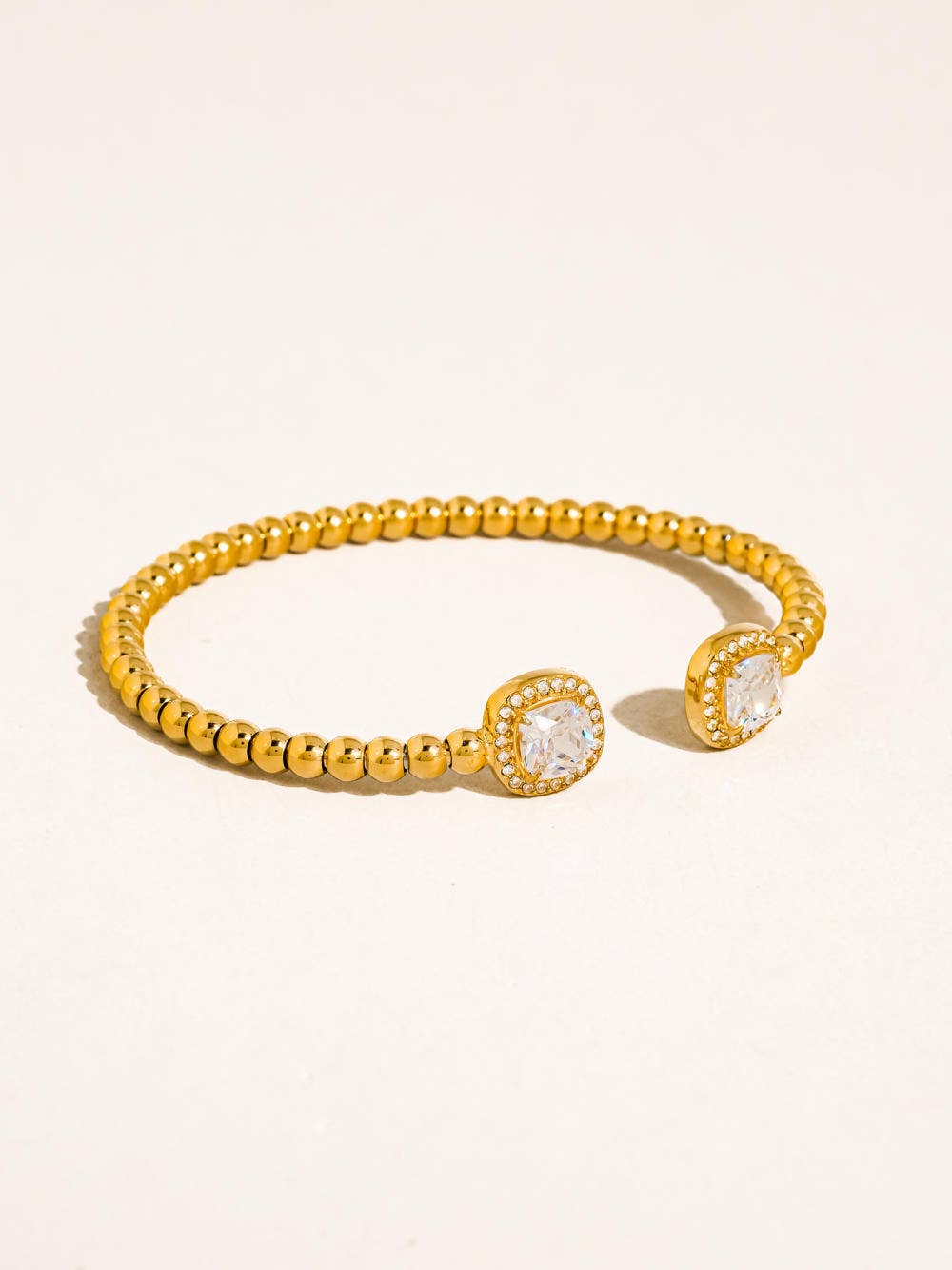 Sofus 18K Gold Non-Tarnish CZ Beaded Bangle
