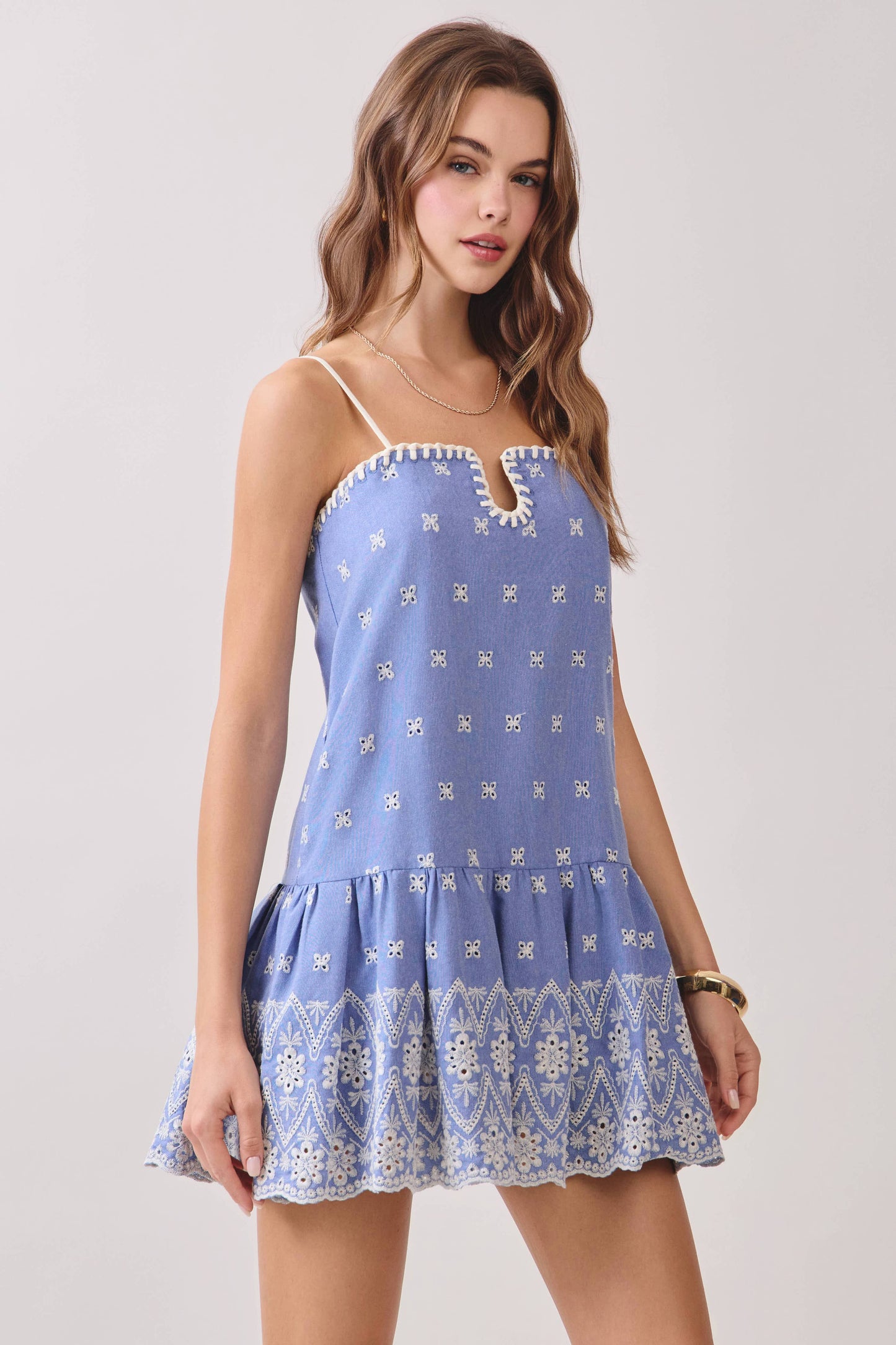 Arianna Embroidered Mini Dress