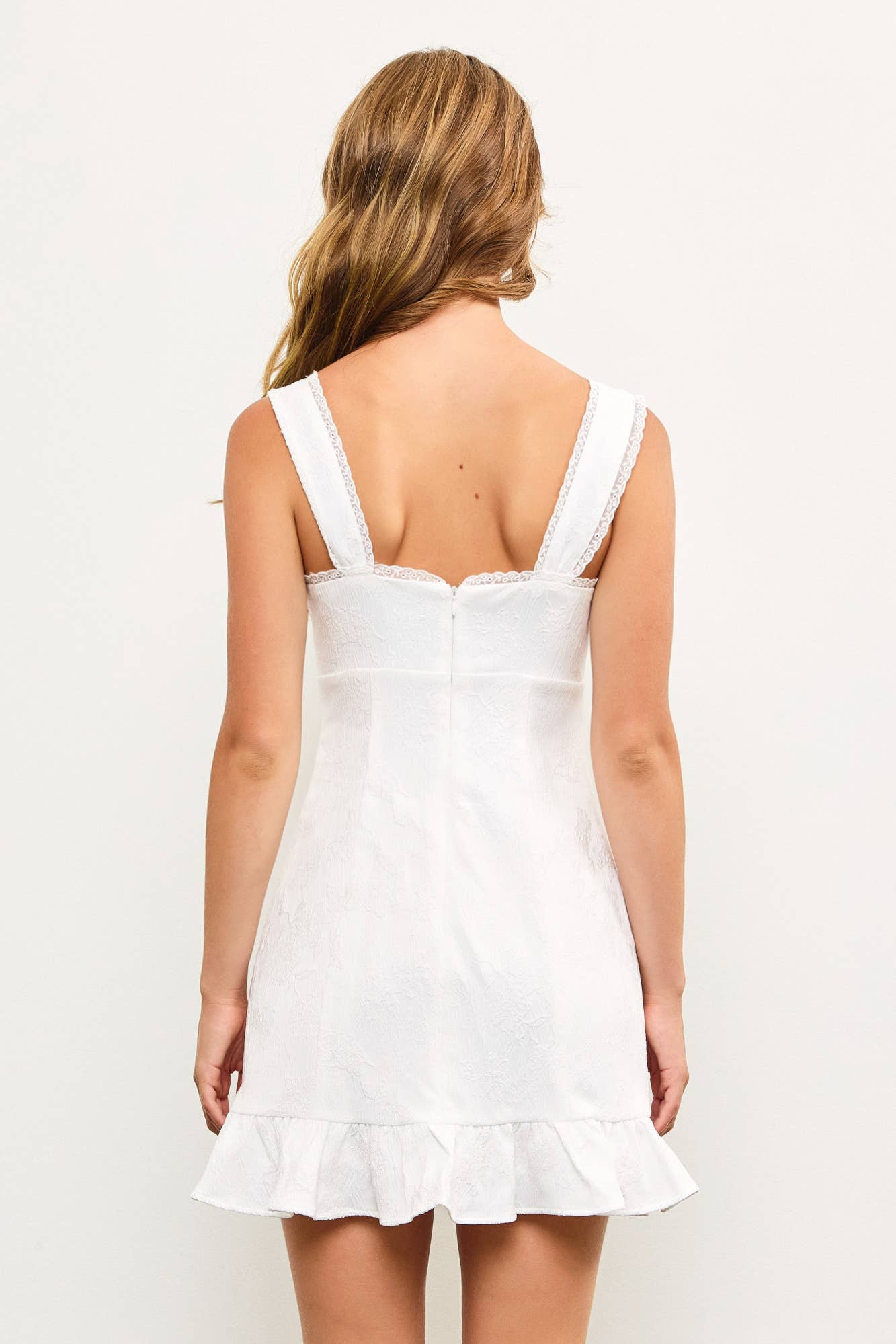 Off White Ruched Drawstring Dress