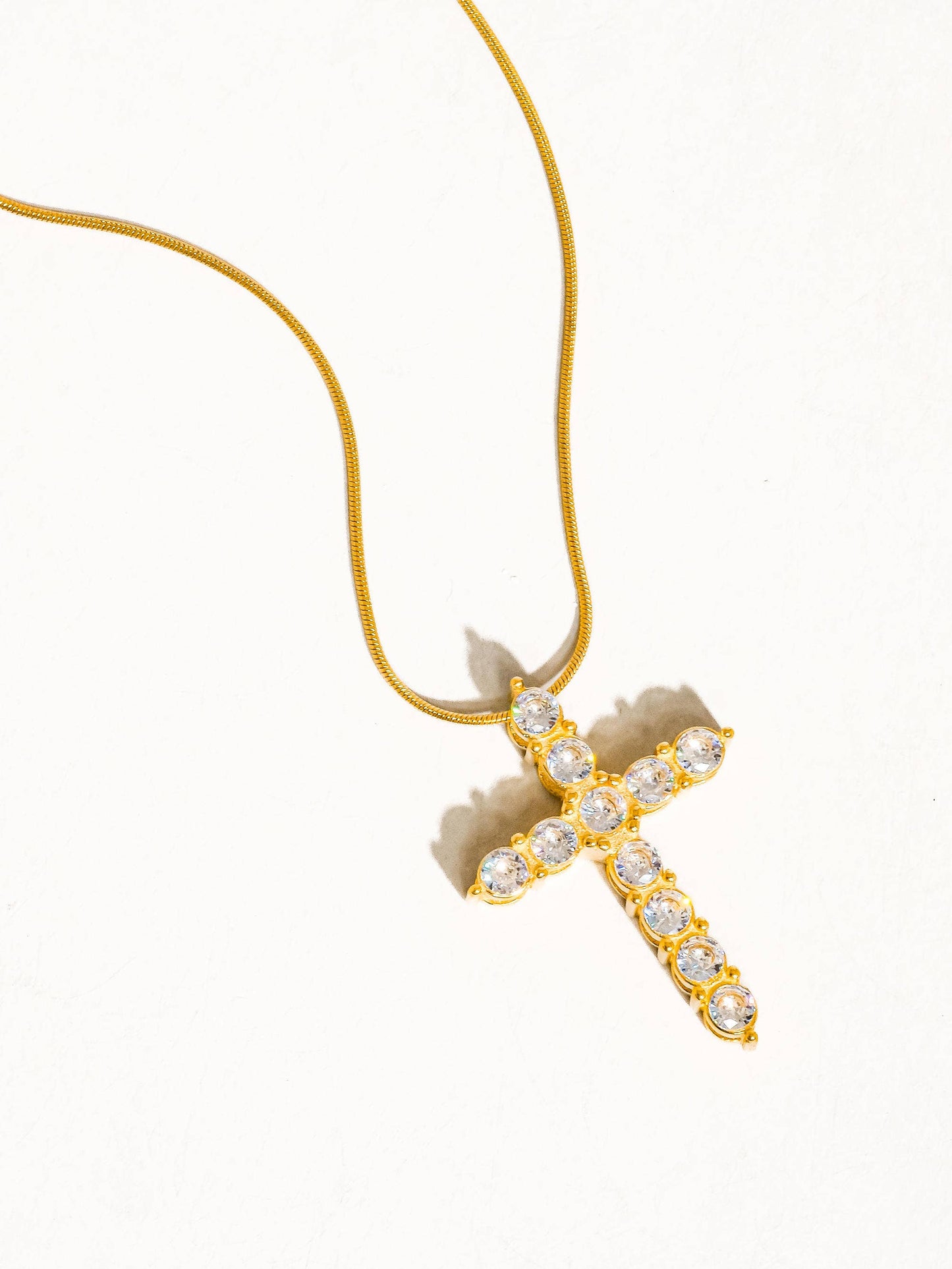 Raeven 18K Gold Non-Tarnish CZ Cross Necklace