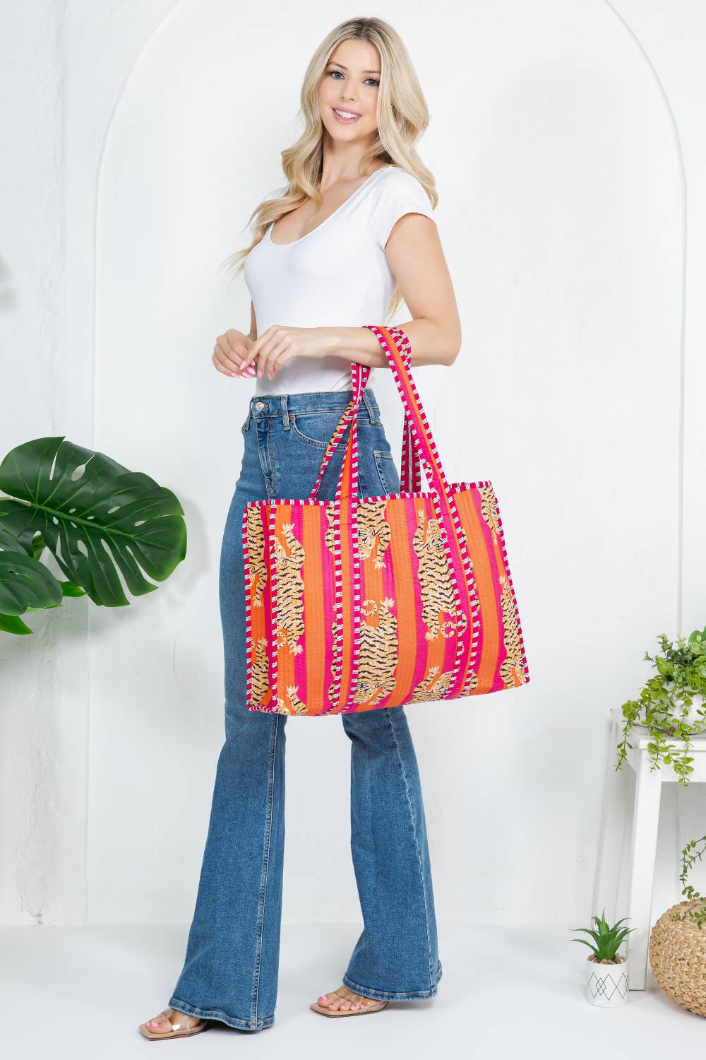 Orange Tiger Handmade Reversible Tote Bag