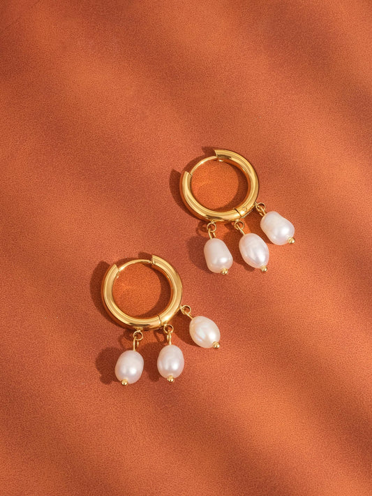 Sejour 18K Gold Non-Tarnish Petite Pearl Dangle Earring