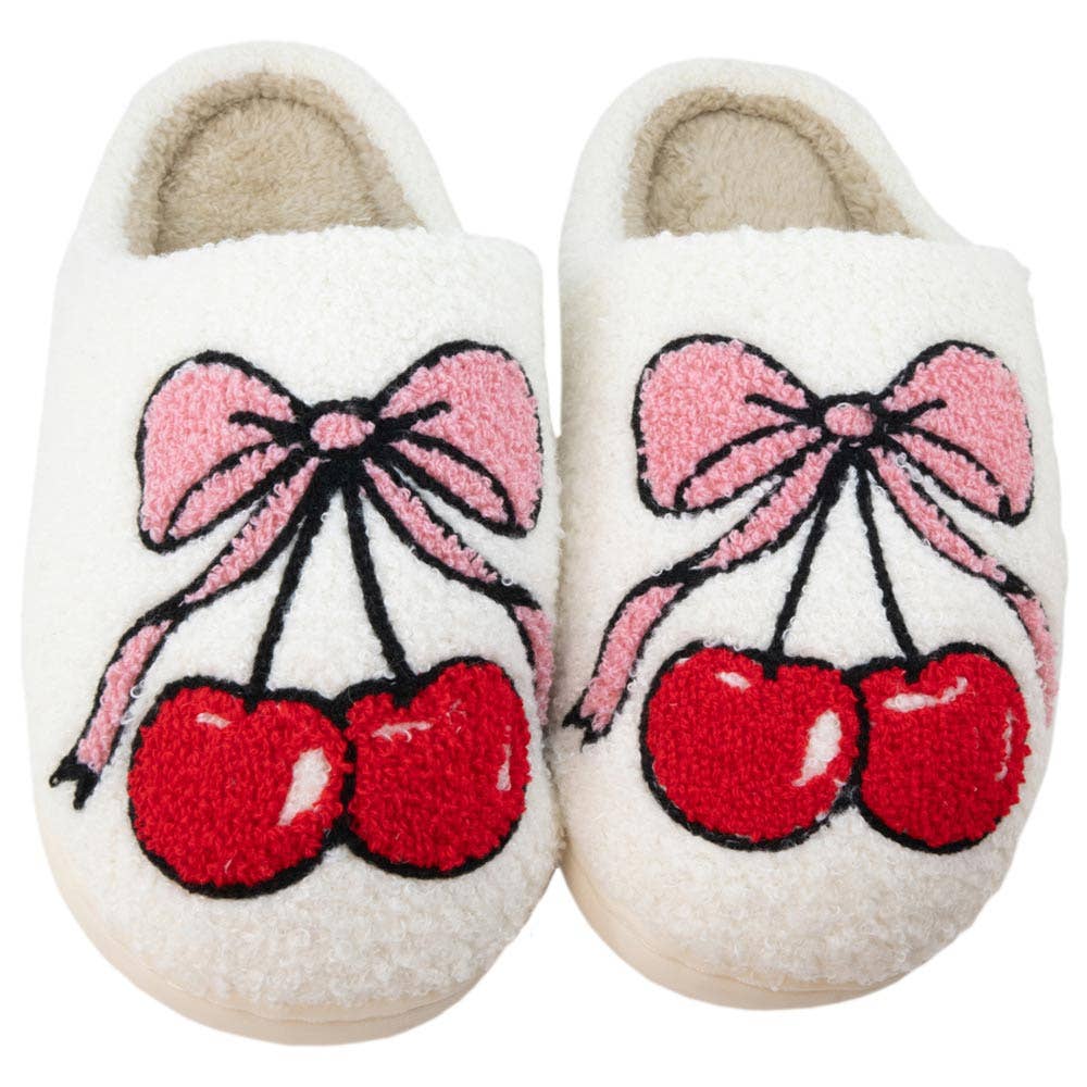 Cherry Fuzzy Slippers For Women