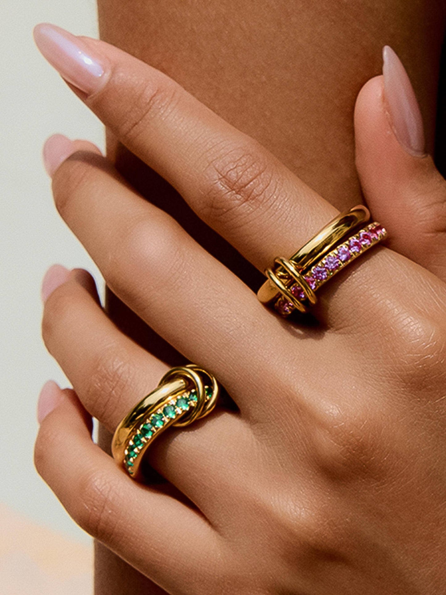 Justine 18K Gold Non-Tarnish CZ Double Hoop Ring