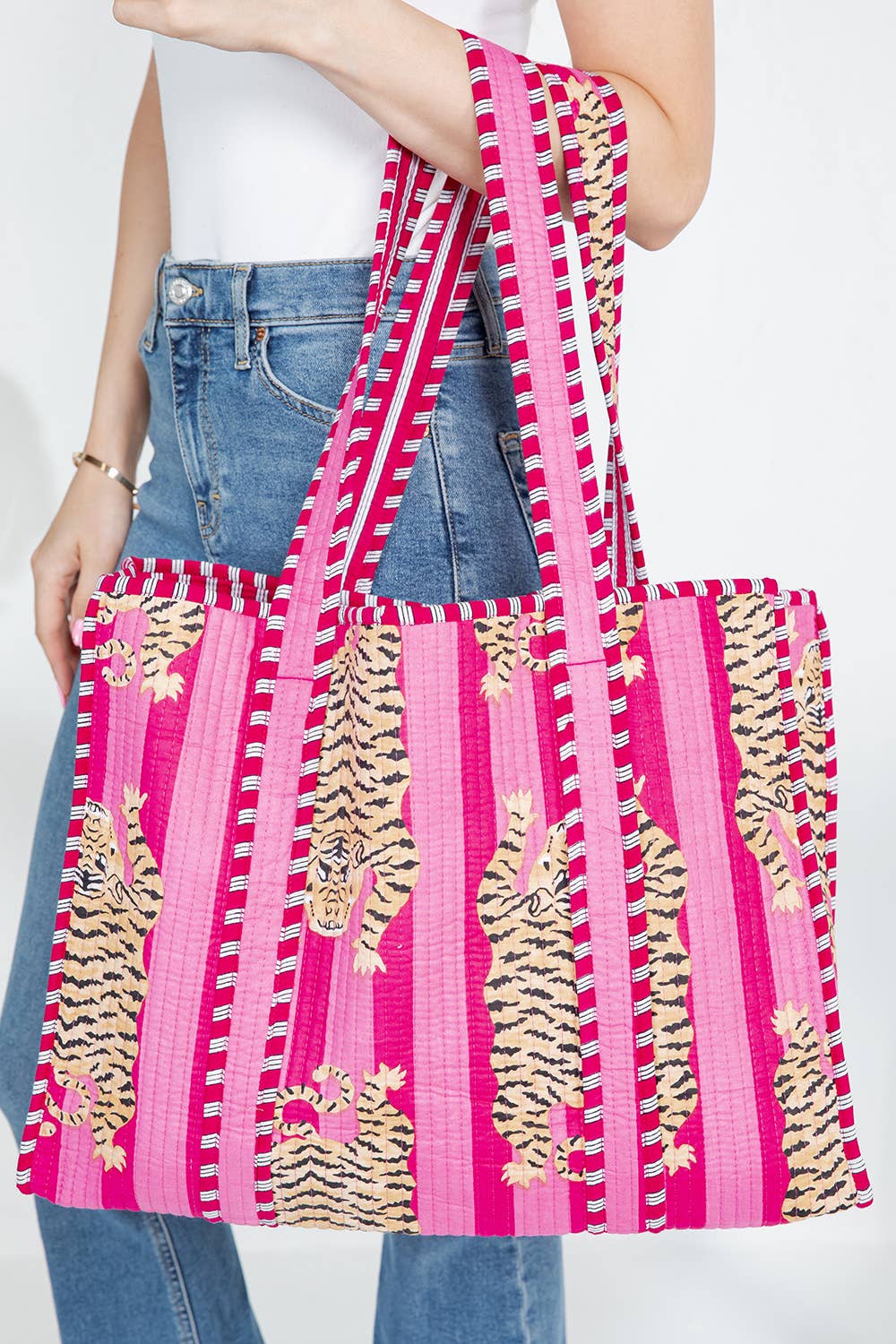 Pink Tiger Handmade Reversible Tote Bag