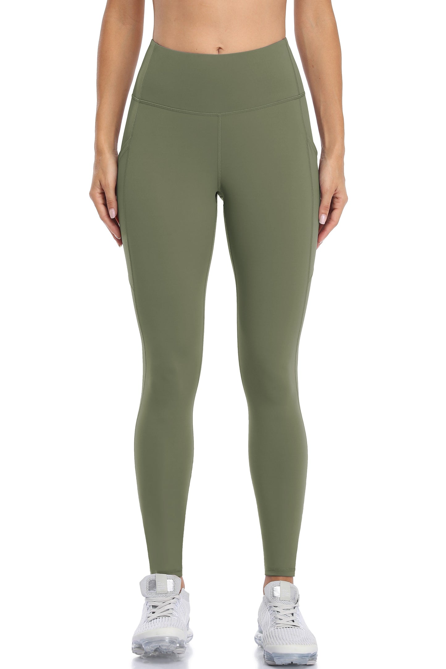 Green Double-Sided Brushed Workout Leggings With Pockets