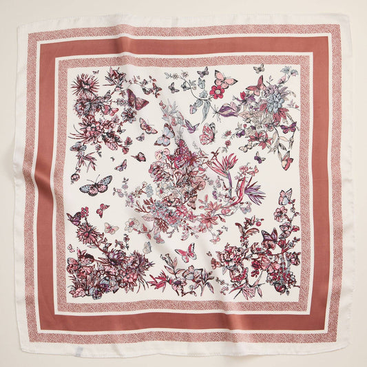 Floral Butterfly Silk Scarf