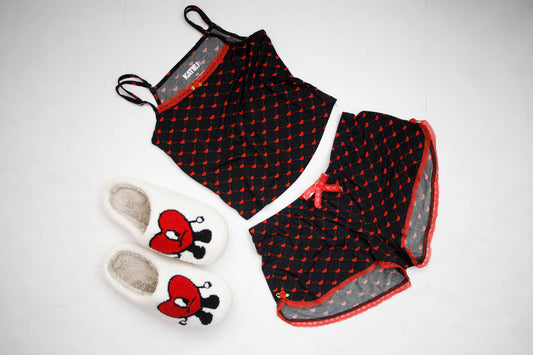 Gemma Red & Black Hearts Lounge Set- KatieJ