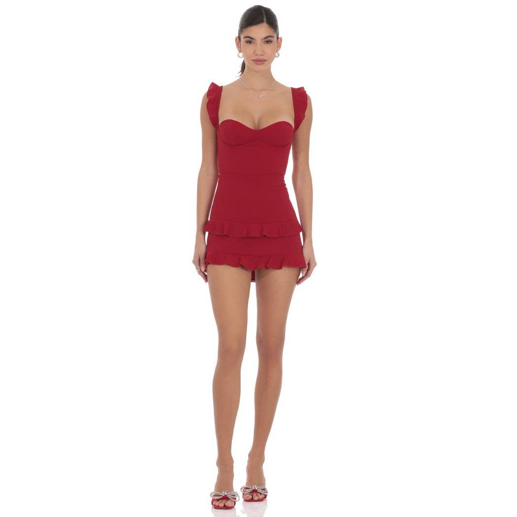 Scarlet Ruffle Mini Dress