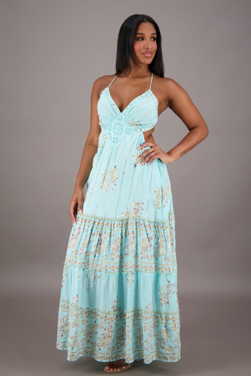 Boho Bloom Cutout Maxi Dress