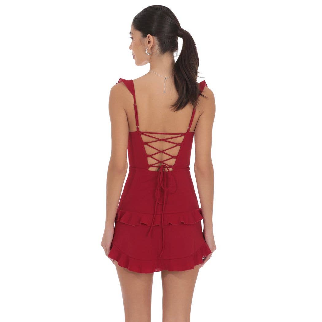 Scarlet Ruffle Mini Dress