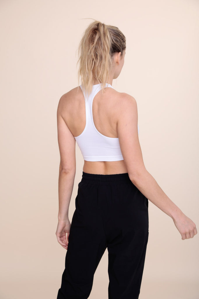 White Ribbed Extreme Racerback Active Top