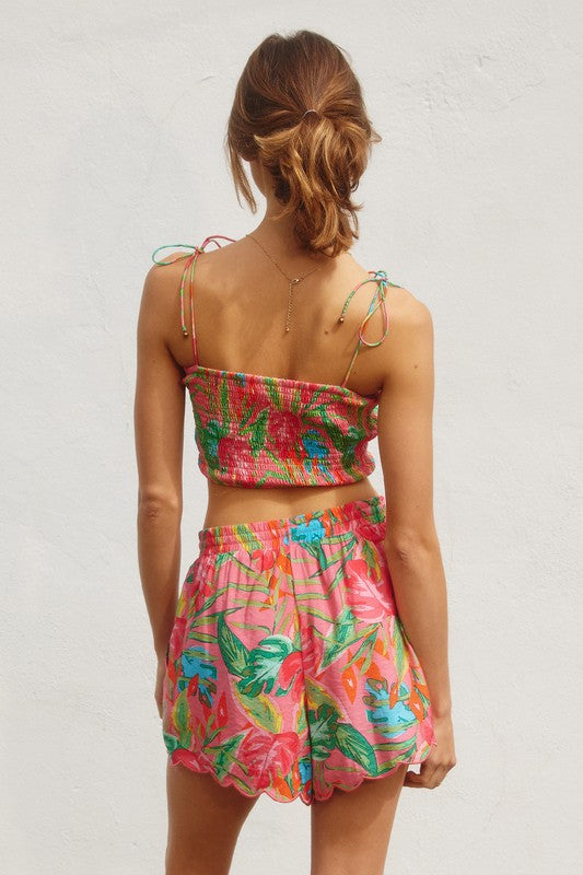 Summer Daydream Pink Tropical Edged Shorts