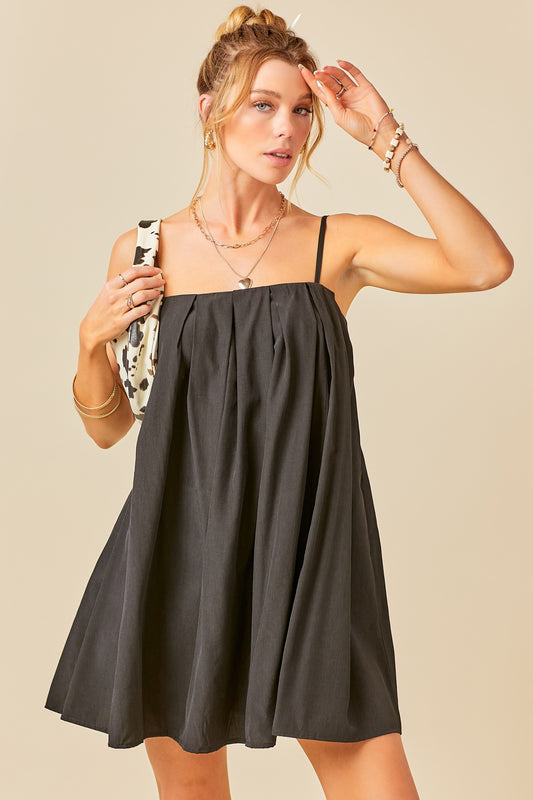 PINTUCK DETAILED CAMI MINI DRESS - DM