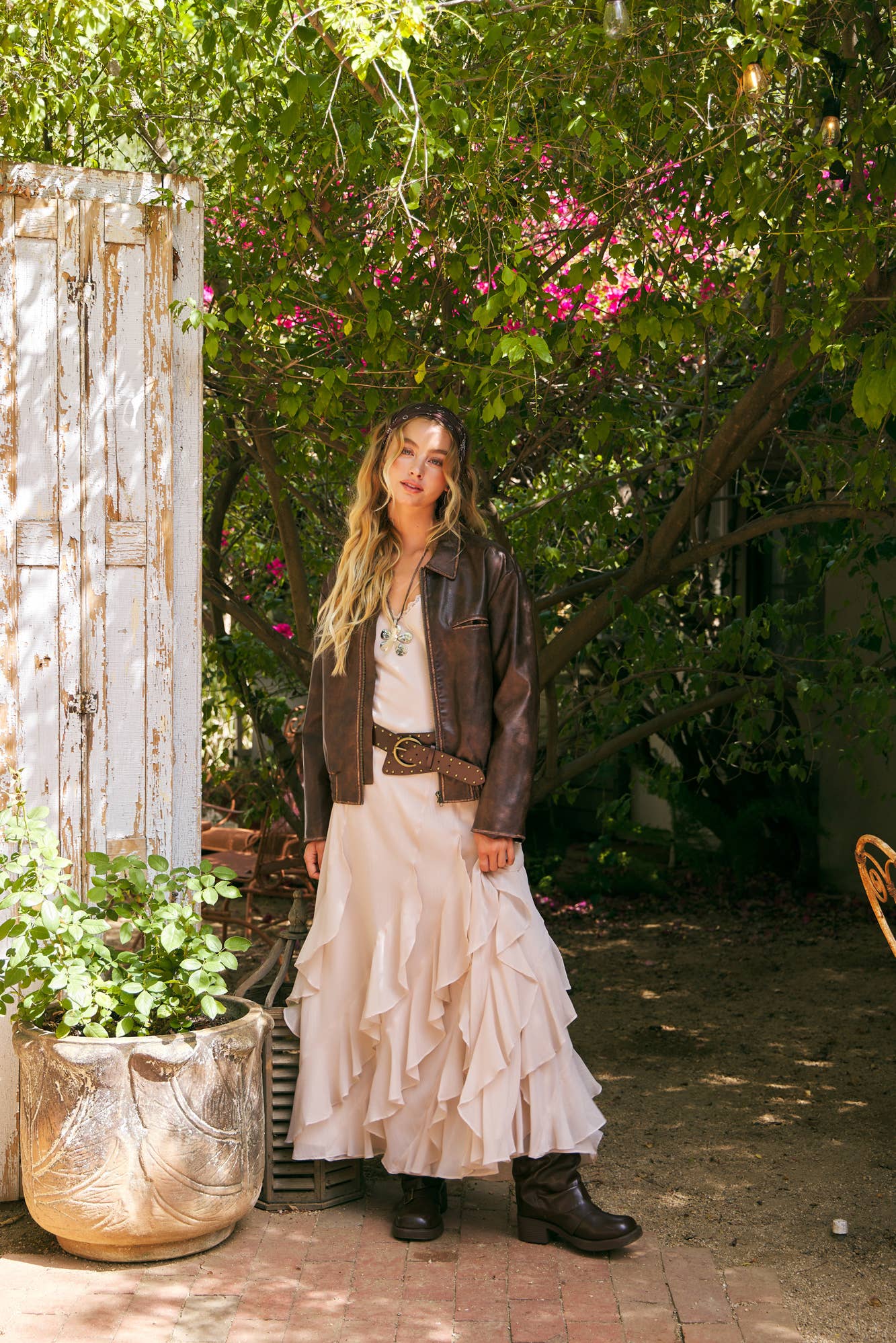 WASHED LEATHER ZIP UP JACKET