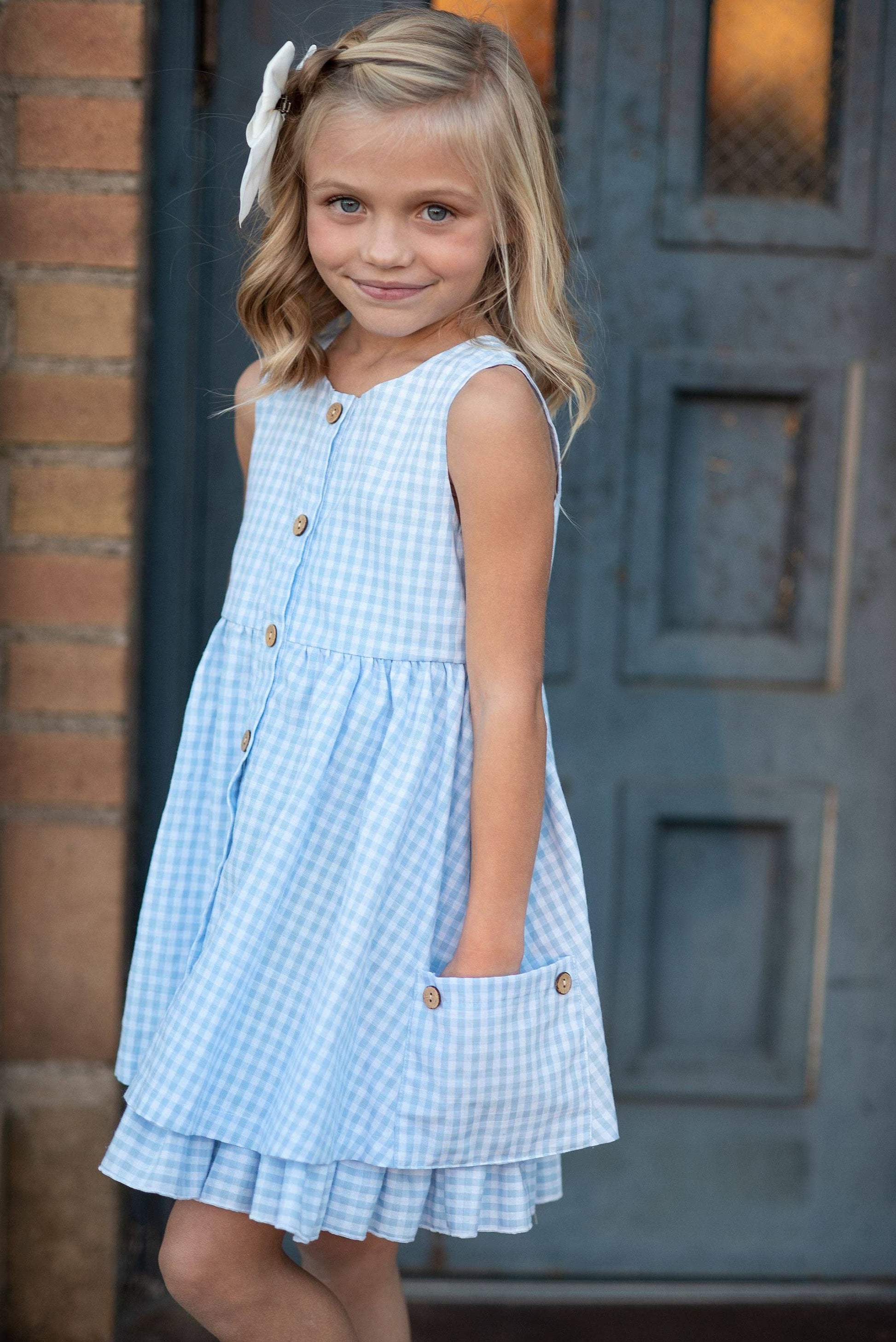 Tween Blue & White Gingham Dress 10/12