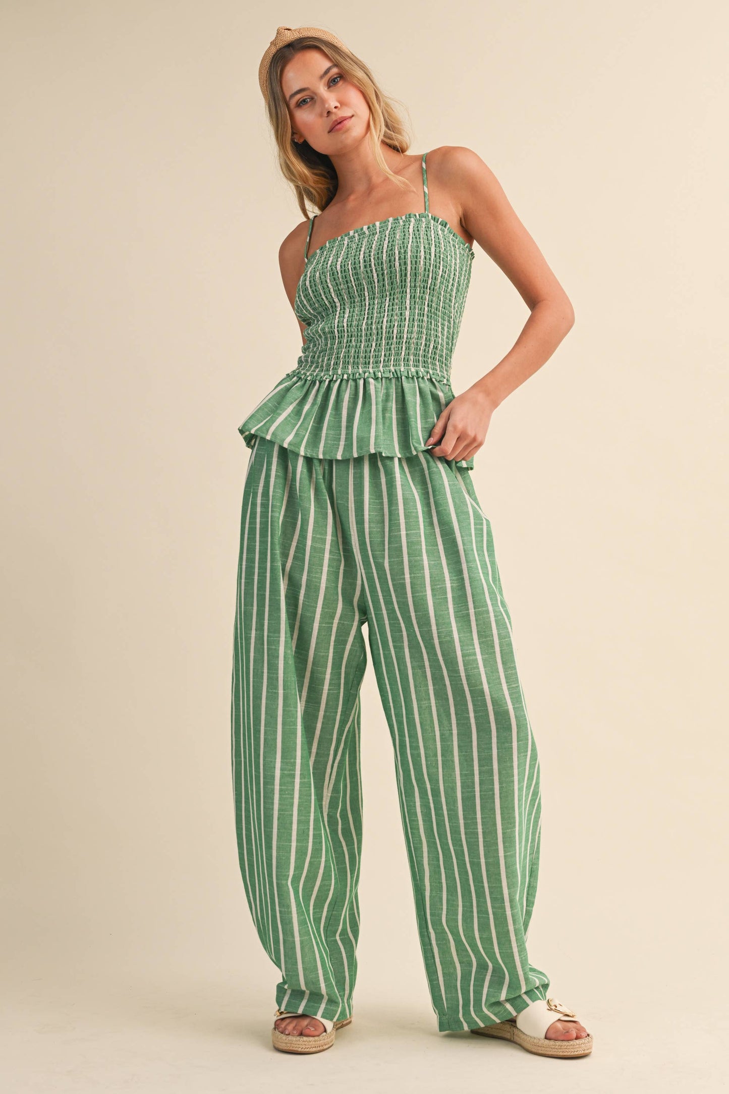 Seabreeze Stripe Linen Blend Pants Set