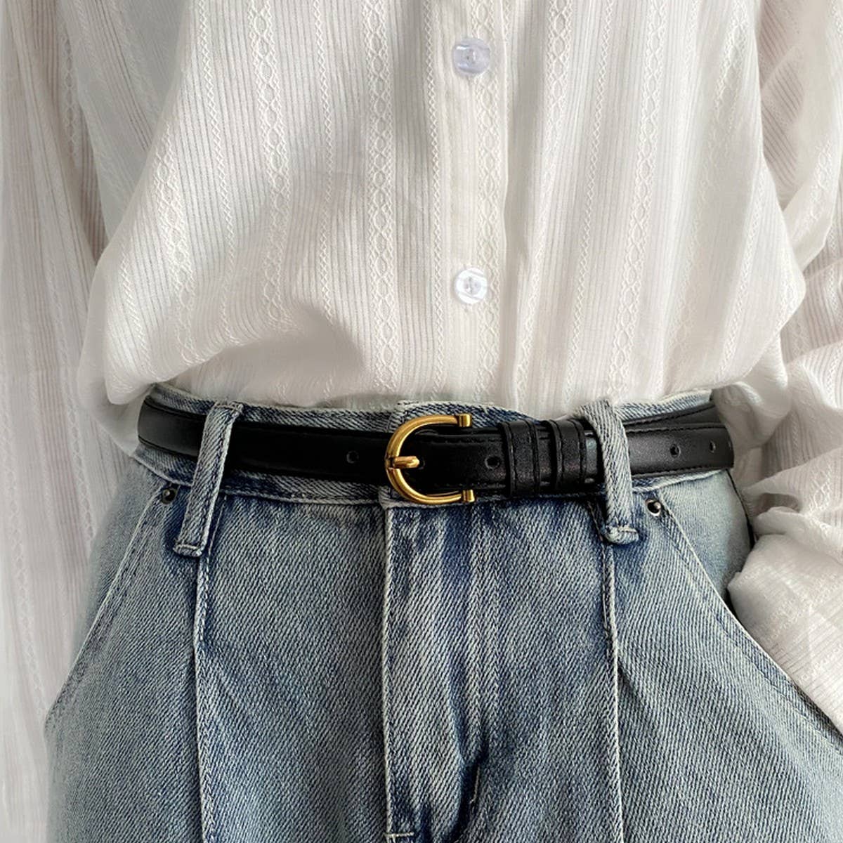 Vintage Arc Slim Buckle Belt