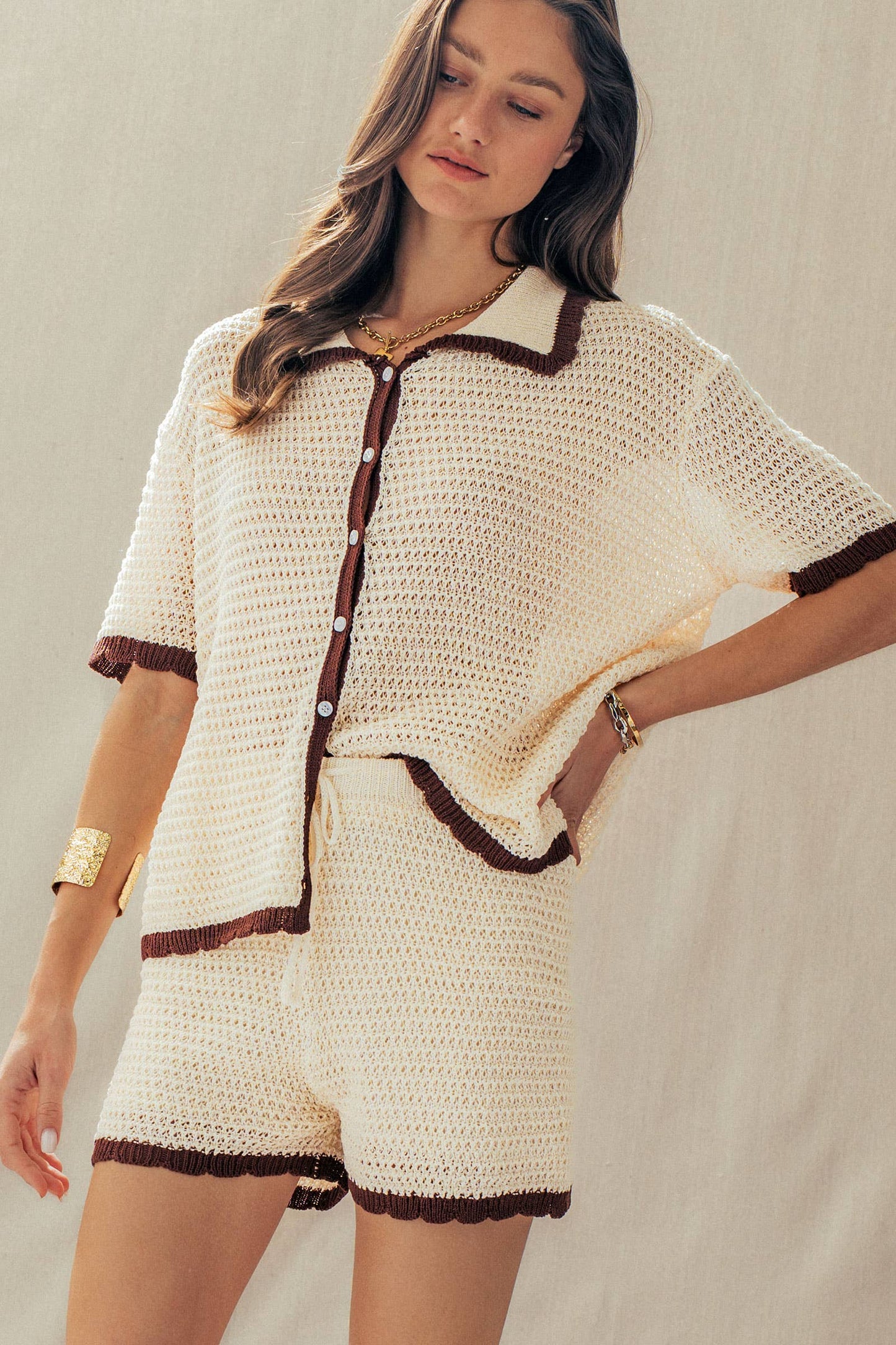 Talia Crochet Knit Two-Piece Set