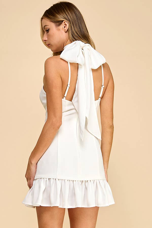 Tani Neck Tie Mini Dress