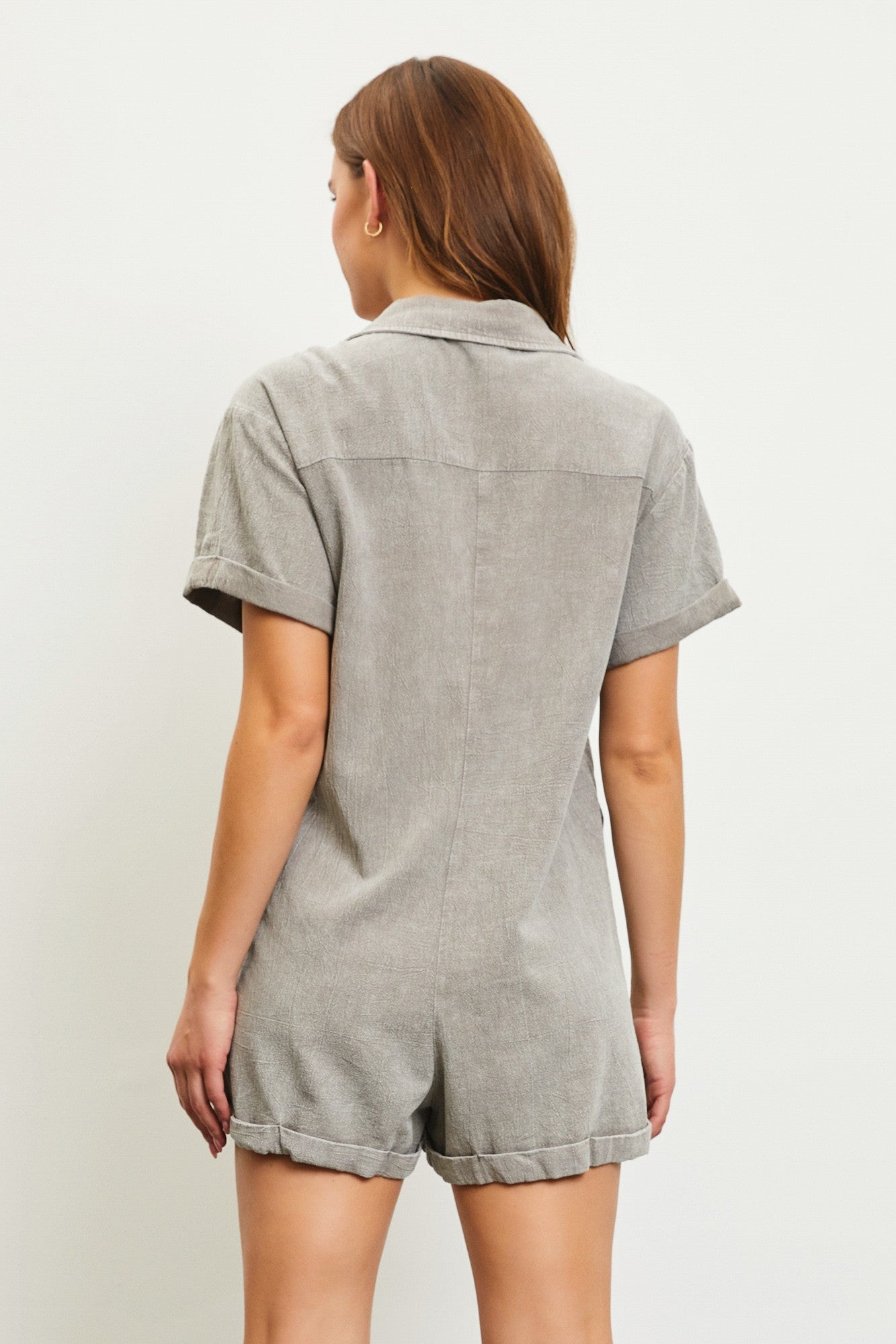 MS Grey Buttoned Short Sleeve Romper