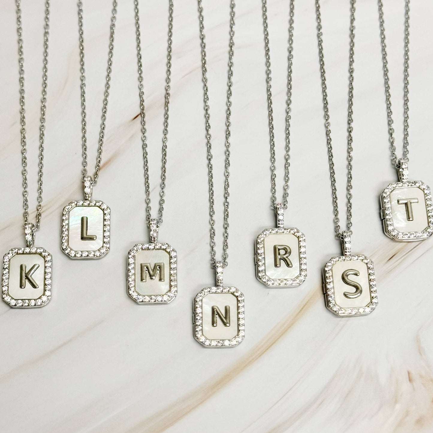 Initial Deco Open Locket Pendant Necklace: Silver / G