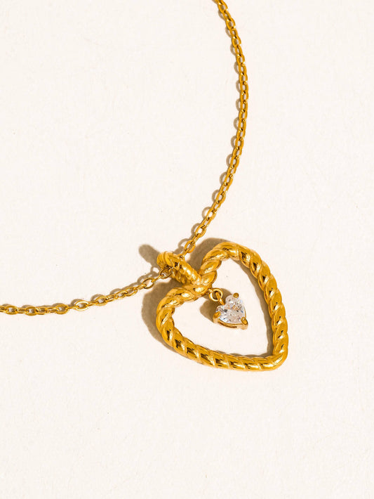 Freya 18K Gold Non-Tarnish CZ Heart Drop Necklace