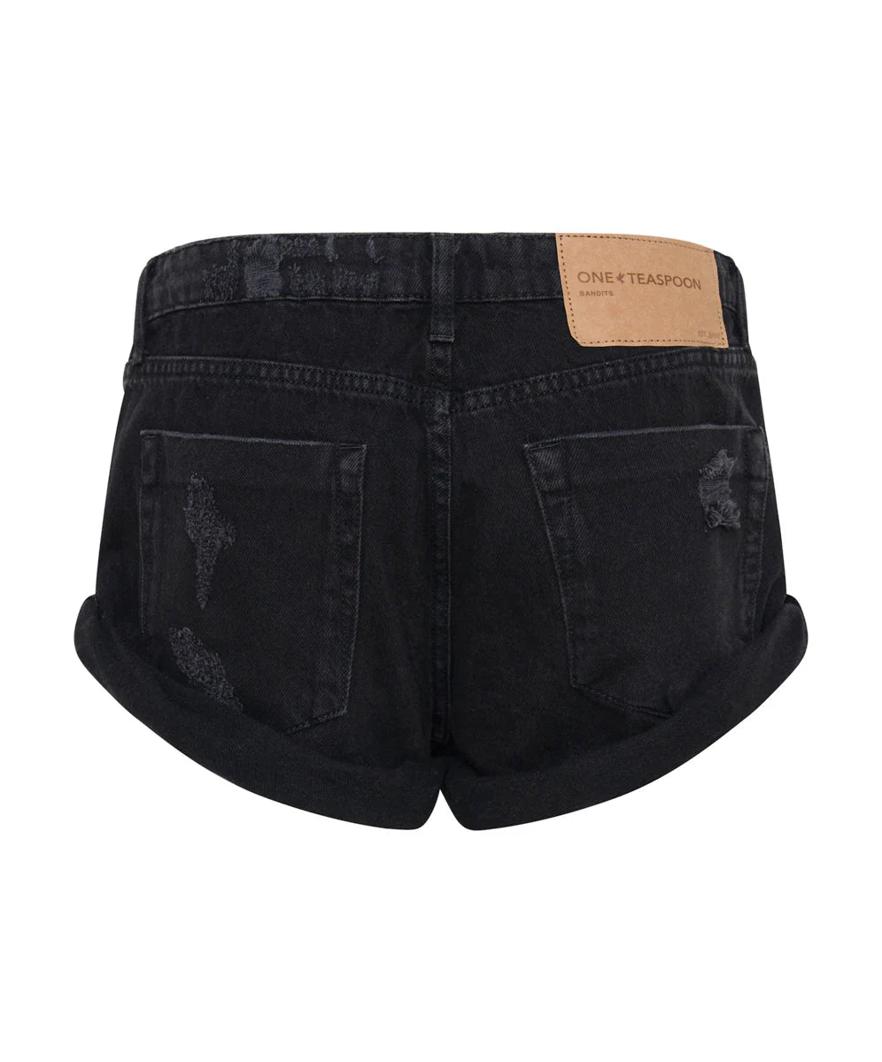 Bandits Low Waist Denim Shorts - Double Black