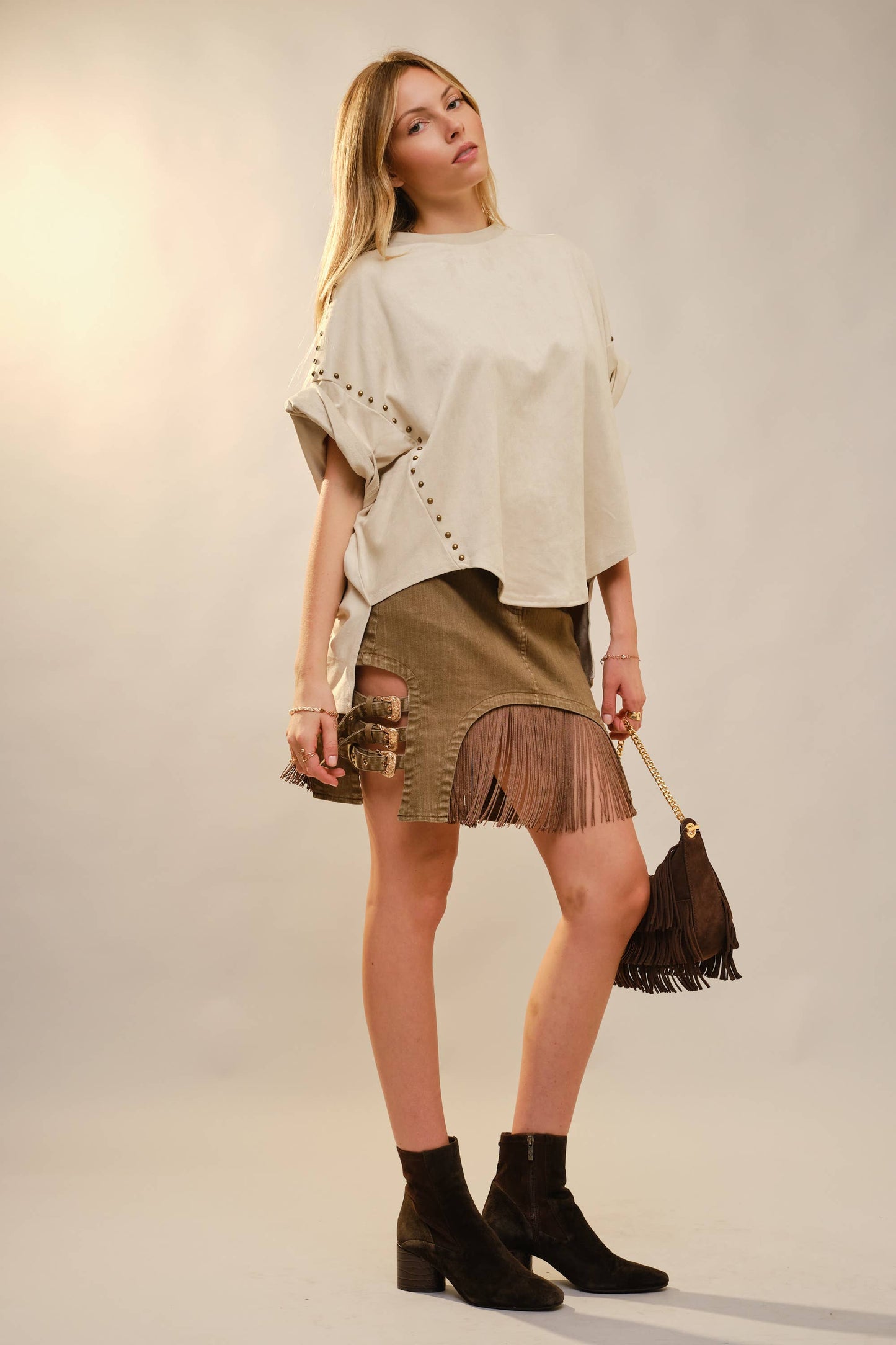Laney Studded High Low Oversized Tee