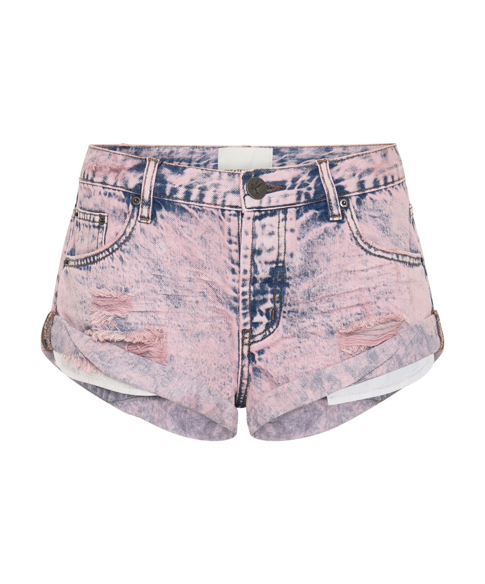 Dusty Pink Bandit Low Waist Denim Shorts - One Teaspoon – My Tribe Boutique