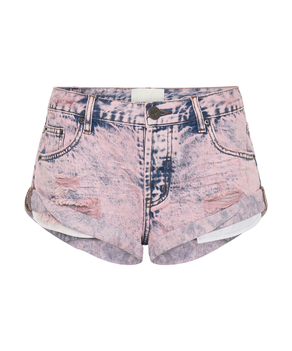 Dusty Pink Bandit Low Waist Denim Shorts - One Teaspoon