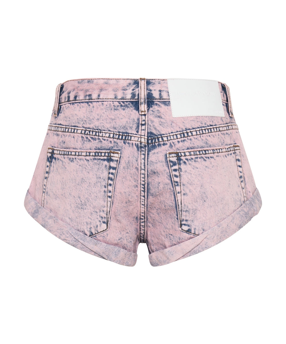 Dusty Pink Bandit Low Waist Denim Shorts - One Teaspoon