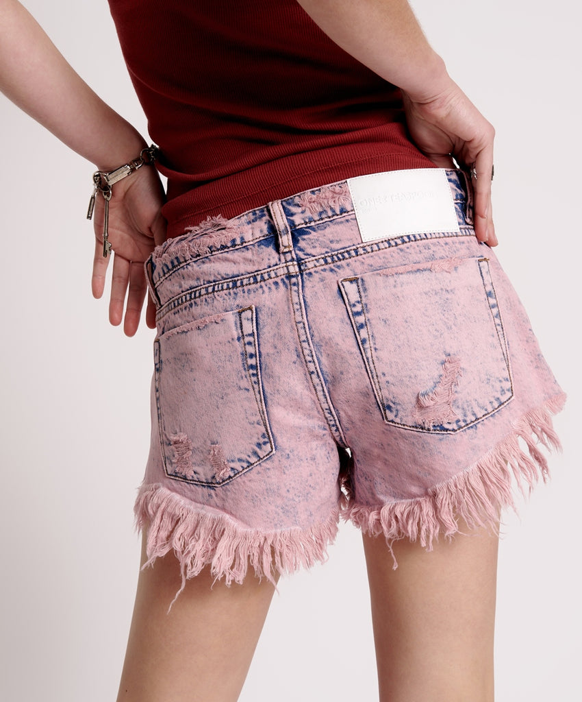 Dusty Pink Bonita Low Waist Denim Shorts - One Teaspoon