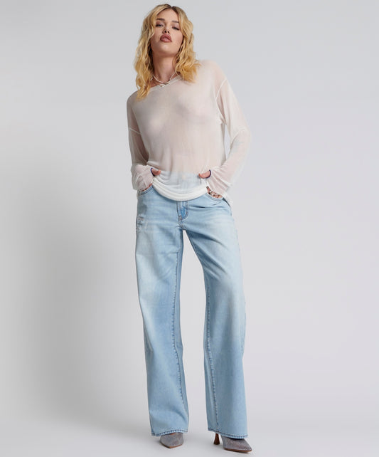BLUE LATTE LOWRIDER WIDE LEG JEANS - ONE TEASPOON