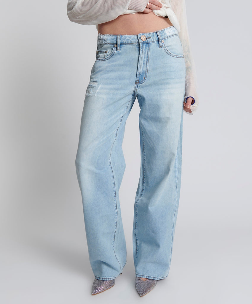 BLUE LATTE LOWRIDER WIDE LEG JEANS - ONE TEASPOON