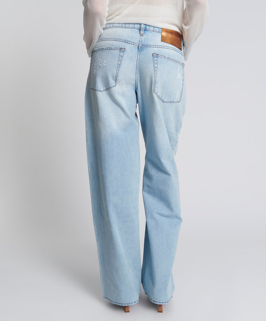 BLUE LATTE LOWRIDER WIDE LEG JEANS - ONE TEASPOON