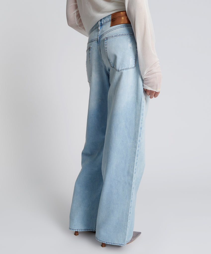 BLUE LATTE LOWRIDER WIDE LEG JEANS - ONE TEASPOON