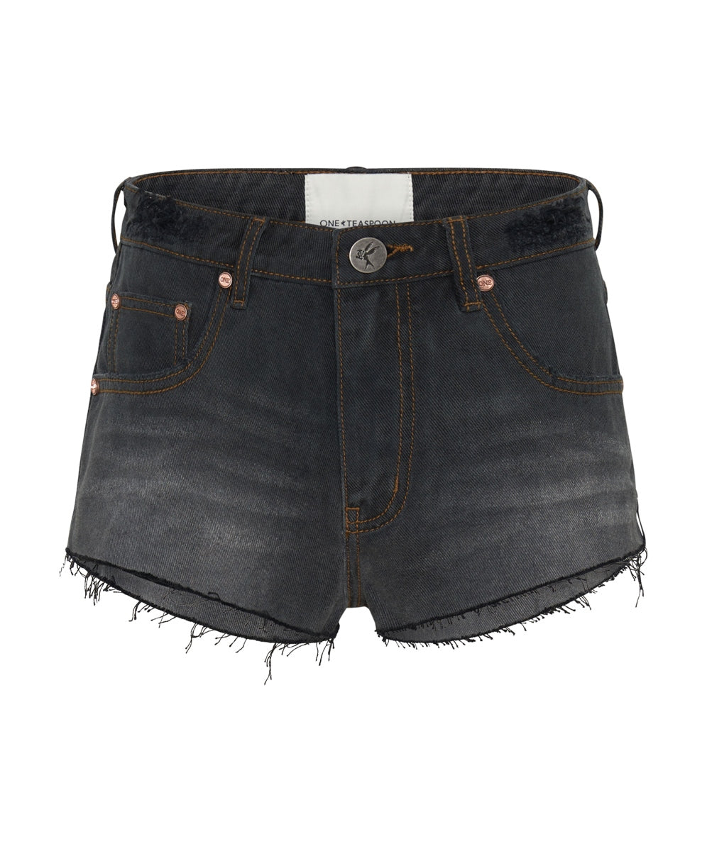 Recycled Black The One Fitted Cheeky Denim Shorts - One Teaspoon