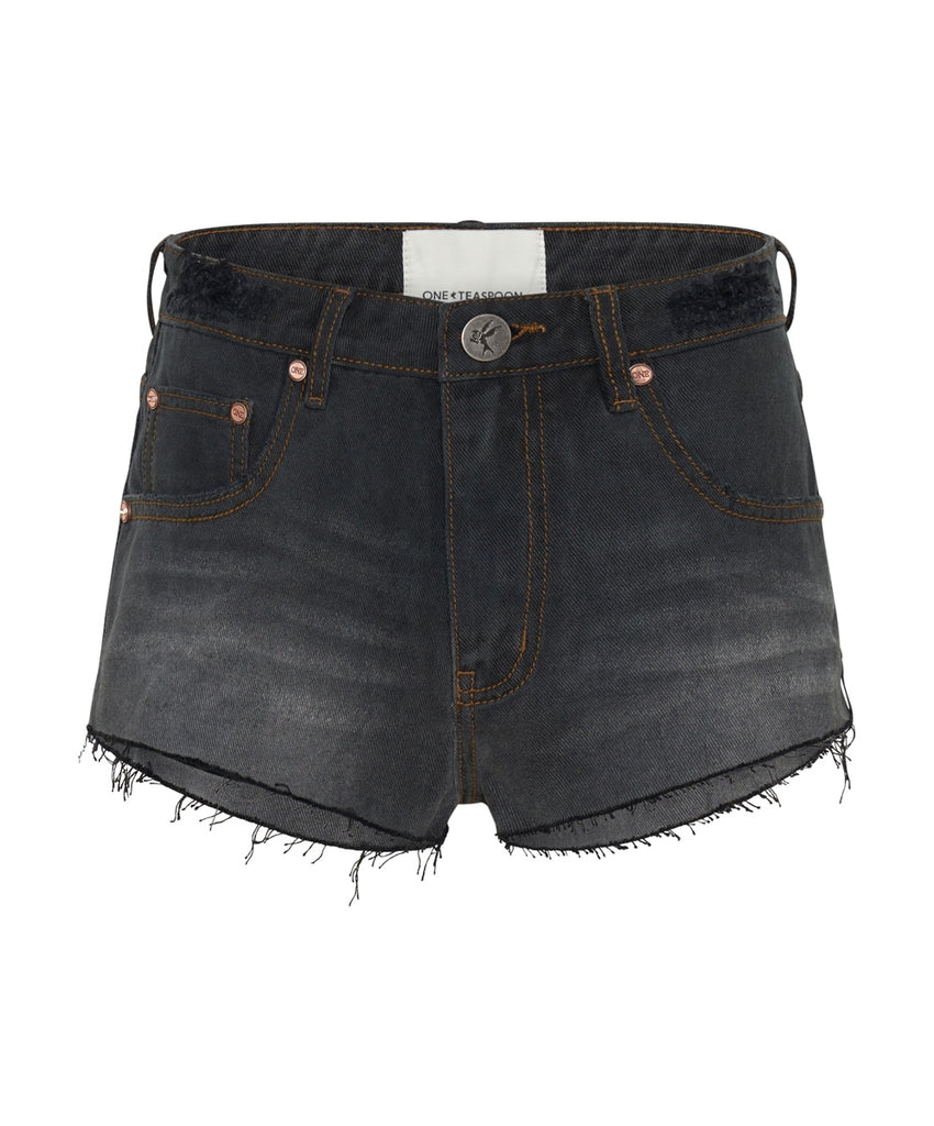 Recycled Black The One Fitted Cheeky Denim Shorts - One Teaspoon