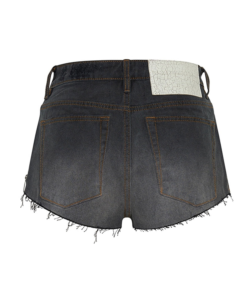 Recycled Black The One Fitted Cheeky Denim Shorts - One Teaspoon