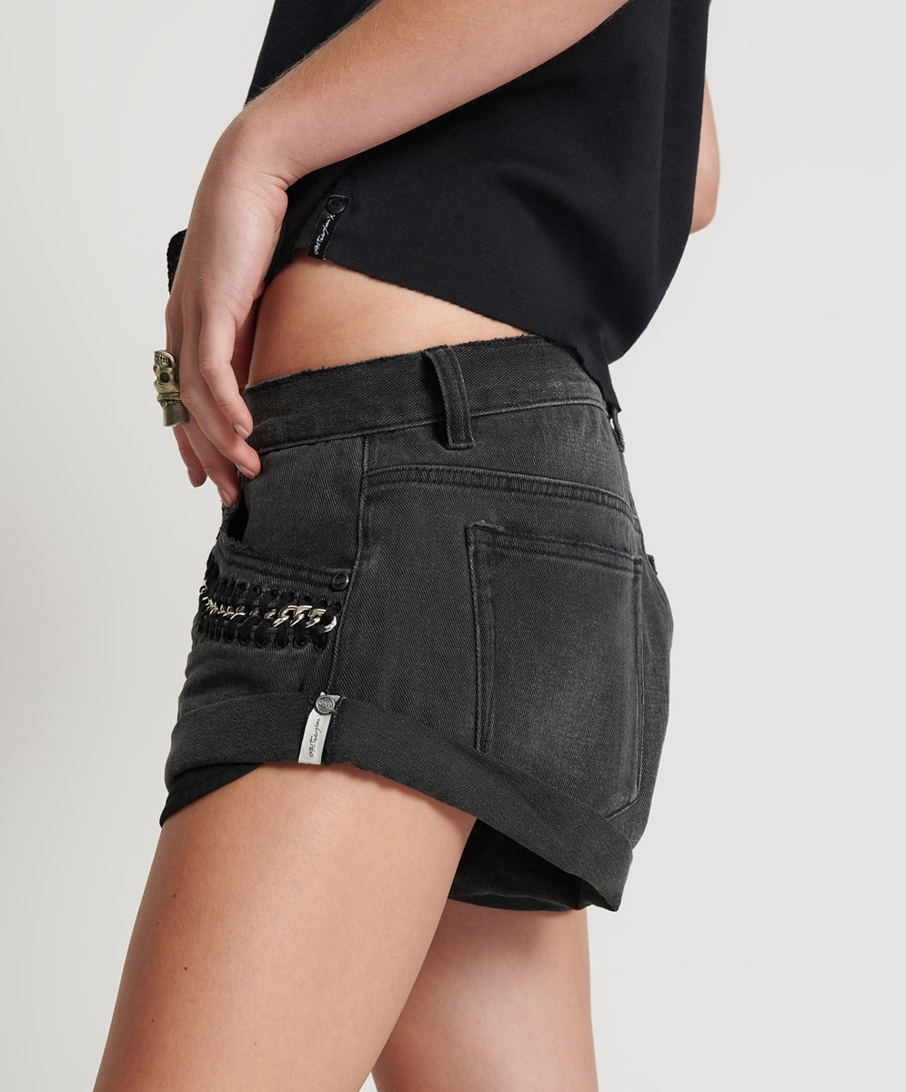 Storm Grey Bandits Low Waist Denim Short