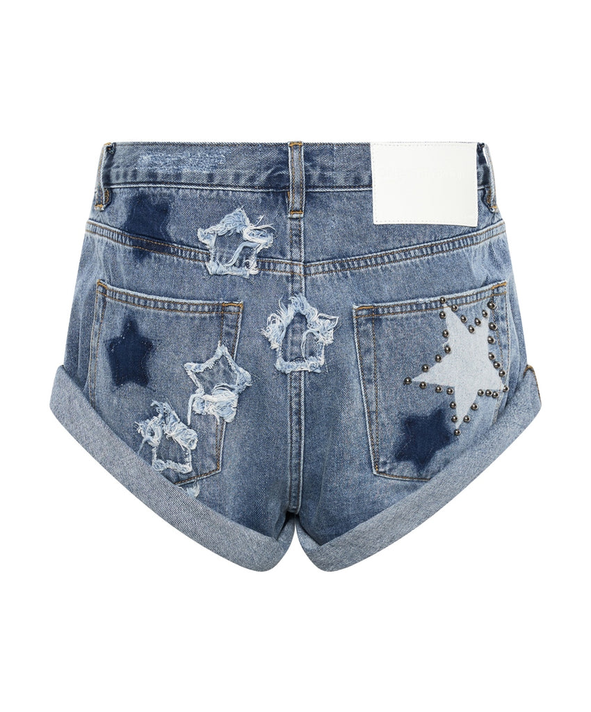 Johnny Blue Star Low Waist Bandit Denim Short - ONE TEASPOON