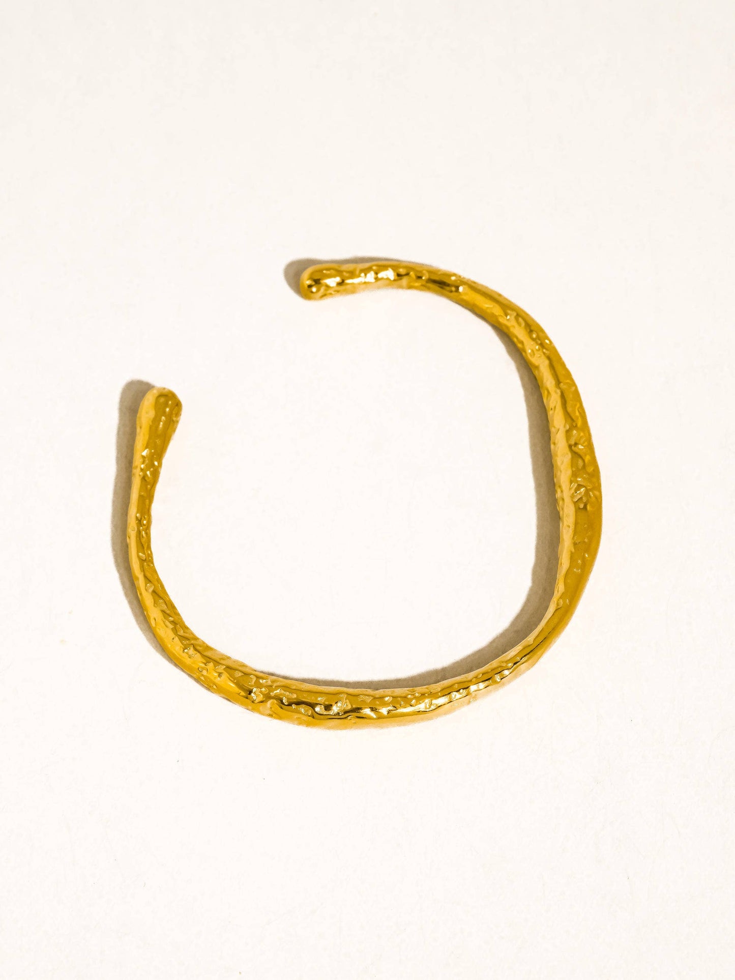 Ruvic 18K Gold Non-Tarnish Textured Open Cuff Bracelet